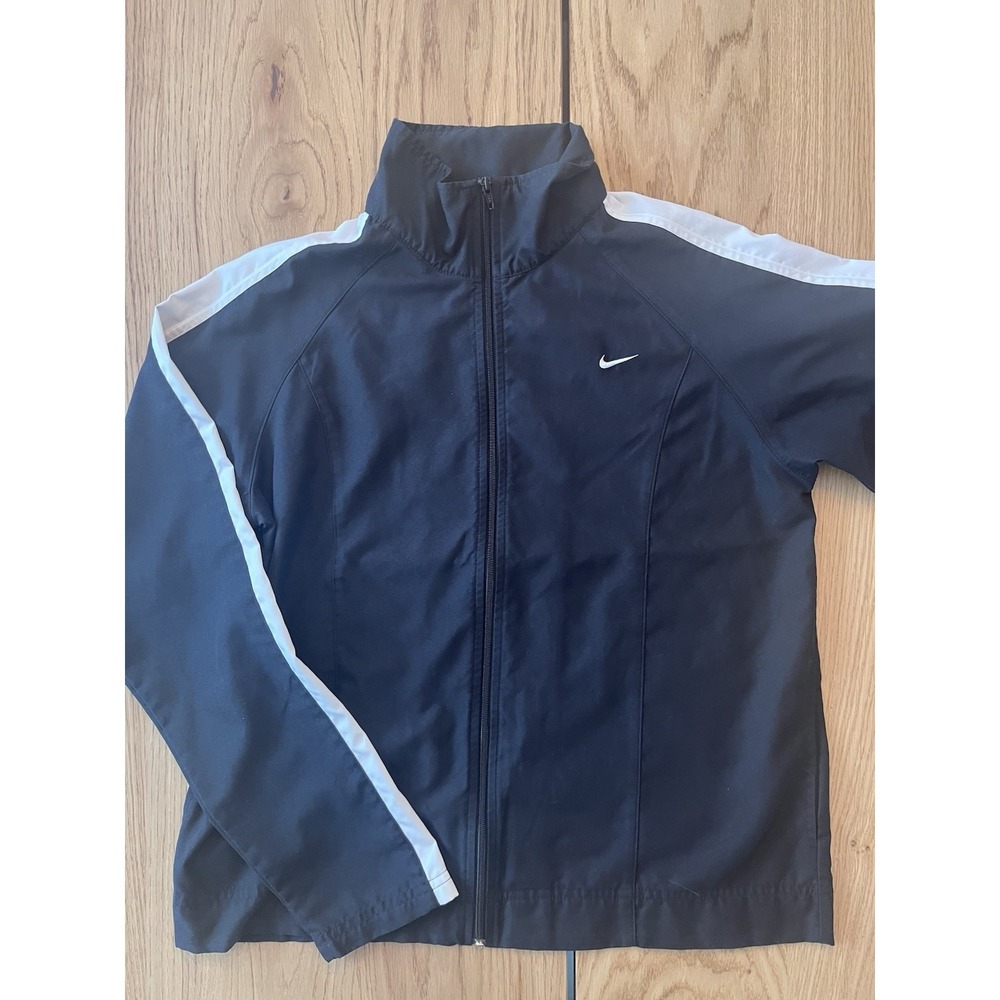 Nike Track Jacket Black With White Stripe Mens Size M Pristine Condition